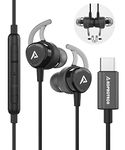 ADPROTECH USB C Headphones, Type C Earbuds Magnetic Wired Earphones with Microphone and Volume Control Compatible with Google Pixel Xiaomi Samsung Oneplus Sony MacBook Black