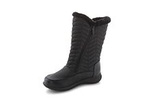 Totes Women's Winter, Rain & Snow Boots Insulated Warm Fur-Lined, Tall Mid-Calf Height, Chevron Black, 8 Wide