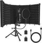 SwaykTech Studio Recording Microphone Isolation Shield with Pop Filter and Metal Tripod Stand, Studio Mic to PC Laptop Smartphone, Music Microphone for Recording Singing Podcasting