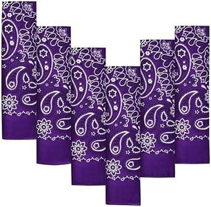 6-Pack Purple 100% Cotton Bandanas Gift Set – 22x22 Inch Paisley Head Wraps, Face & Neck Scarves, Multi-Purpose Accessories for Men & Women, Holiday & Everyday Gifting