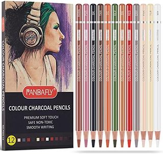 PANDAFLY Professional Charcoal Pencils Drawing Set, Skin Tone Colored Pencils, Colour Charcoal Pencils, Pastel Chalk Pencils for Sketching, Shading, Coloring, Layering & Blending, 12 Colors