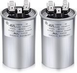 Frienda 2 Pcs 45+5 MFD 45/5 uf ±6% 370V or 440V VAC Dual Run Round Capacitor, 45 5 Start Capacitor for AC Air Conditioning Unit, Condenser Straight Cool or Heat Pump
