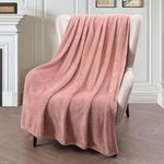 Exclusivo Mezcla Soft Throw Blanket, 127 x 178 CM Fleece Velvet Blanket for Sofa Settees, Fluffy Sofa Throws, Warm, Cozy, Plush and Lightweight Dusty Pink Blanket