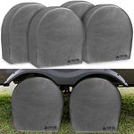 Leader Accessories Tire Covers (4 Pack) Heavy Duty Waterproof Tire Cover Wheel Covers for RV Wheel Travel Trailer Camper Car Truck Jeep SUV Fits 32"-34.5" Diameter Tires from Side to Side,Grey