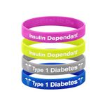 4 PACK Type 1 Diabetes Insulin Dependent Children's Teen Adults Bracelet Medical Alert Awareness Wristband (Large 20cm)