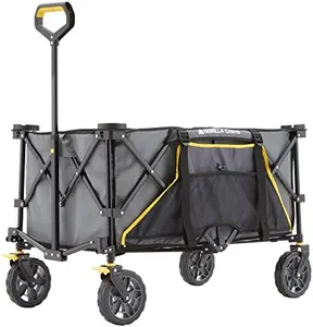 Gorilla Carts Foldable Wagon, Heavy Duty Collapsible Cart with Wheels, 7 Cu Ft, Gray