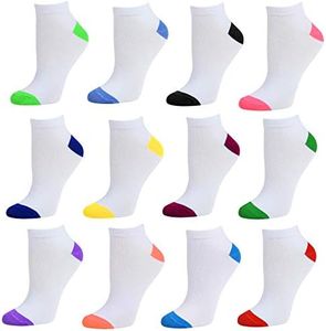 Debra Weitzner Womens Runner Ankle Socks - Low-Cut Colorful Socks (Size 9-11 and 10-13) 12 Pairs