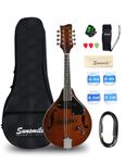 Sunsmile A-Style Acoustic-Electric Mandolin Instrument 8 String with Sapele Top Okoume Neck Poplar Laminated Fingerboard and Walnut Bridge for Beginners with Gig Bag, Cable, Tuner, String, Strap etc.