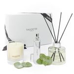 Scented Gift Box with Candle, Reed Diffuser, and Room Mist, Aromatherapy Essential Oils, Long Lasting Fragrance, Made in the UK (Jasmine and Rosewood) (150g, 100ml, 30ml) - Valentte