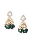 Zaveri Pearls Green Stones Cluster Beads Drop Jhumka Earring For Women