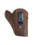 Barsony Holsters and Belts Charter Arms Colt Ruger S&W Taurus Small/Medium .22 .38 .44 .357 Revolver Draw Leather Inside The Waist Band, Brown, Right Hand, Size 3