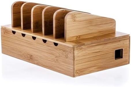 Prosumer's Choice Natural Bamboo Charging Station Rack for Smartphones and Tablets | Simple All-in-one Organizer, with Removable Dividers, Perfect to Work from Home