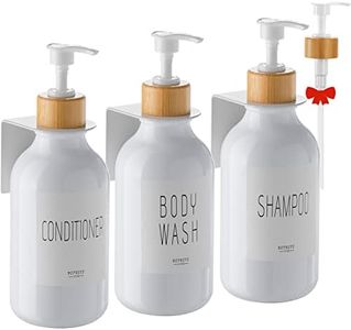 VITVITI 3PCS Shampoo and Conditioner Dispenser Soap Dispenser Wall Mounted No Drill Shampoo Dispenser Shower Pump Label 500ML Plastic Shampoo Hand Body Wash Dispenser Shower Bottles Bathroom Kitchen