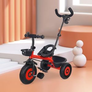 R for Rabbit Tiny Toes T20 Ace Tricycle for Kids with Adjustable Parental Control, Premium EVA Wheels, Seat Belt & Storage Basket | Baby Trike Cycle for 1.5 to 5 Year, Upto 25 Kg Boy/Girl (Red)