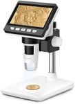 Digital USB Microscope, Misilmp 4.3" Screen 1000X Handheld Microscopes Camera Video Recorder, PC View, Adjustable Stand, Rechargeable Battery, 8 LED Light for Adults Kids Coins Plants Soldering Repair