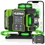 Huepar W04CG Laser Level 360 Self Leveling, New Version 4x360° Bluetooth Laser Level with Electric Rotating Base ＆ Large LCD Screen, 4D 16 Lines Green Cross Lazer Leveler Tool for Construction