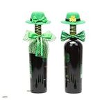 St. Patrick's Day Wine Bottle Decors Mini Hats and Bow Tie Set Shamrock Clover Hat Tea Party Shamrock Ine Bottle Topper for St. Patricks Day DIY Decoration