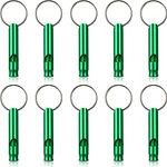 Weewooday 12 Pieces Emergency Whistle with Keychain Aluminum Whistle Emergency Survival Whistles Loud Sound Safety Whistle for Camping Hiking Boating Hunting Outdoors Sports Pets Training(Green)