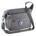 Storite 9 Inch Portable Nylon Stylish Small 6 Multi-Pocket Zip Closure Sling Cross Body Travel Messenger One Side Shoulder Bag for Men & Women - (Grey,27x10.5x23 cm)