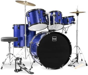 Best Choice Products 5-Piece Full Size Complete Adult Drum Set w/Cymbal Stands, Stool, Drum Pedal, Sticks, Floor Tom - Dark Blue Sparkle