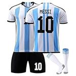 RioRand Soccer Jersey Set #10 Youth Kids Football Sports Fans Shorts Kit for Boys and Girls (Blue, 24)