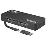 Plugable 4K DisplayPort and HDMI Dual Monitor Adapter for USB 3.0 and USB-C, Compatible with Windows and Mac