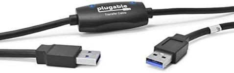 Plugable USB 3.0 Transfer Cable, Unlimited Use, Transfer Data Between 2 Windows PC's, Compatible with Windows 11, 10, 8.1, 8, 7, Vista, XP, Bravura Easy Computer Sync Software Included