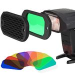 AODELAN Flash Gels Filter Sets, Universal Honeycomb Grid with 8 Color Speedlite Lighting Filter Kit for Canon Nikon Sony Godox Yongnuo Camera Flash Light