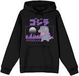 Bioworld Godzilla Classic Chibi Tokyo Rampage Long Sleeve Black Adult Hooded Sweatshirt-Small