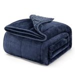 Mr.Sandman Sherpa Fleece Weighted Blanket Adults 20lbs for Queen Size Bed, Ultra Fuzzy Fleece & Comfort Sherpa Throw Blanket - Reversible Navy Blue - 60"x80"