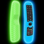 2 Pack Silicone Protective Case for LG MR21GA MR22GA MR23GA MR24GN Remote Control [Anti-Slip] Shockproof Protector Cover for LG Magic Remote 2021-2024 Case Sleeve Holder Skin-Glow Blue, Glow Green