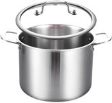 DELARLO Tri-ply Stainless Steel 20QT Stock Pot, Compatible with All Stoves Up to 600℉, 18/10 Induction Big Cooking Pot with Lid, Fast & Even Heating, Durable Large Soup Pot