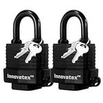 Innovatex Padlocks Keyed Alike for Outdoor Use, Heavy-Duty Stainless Steel, Weatherproof Waterproof Gate Locks for Fence, Shed, Trailer, RV, Boat, 40mm, 2-Pack