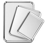 Wildone Baking Sheet Set of 3, Stainless Steel Cookie Sheet Baking Pan, 22.9/30.5/40.6 cm, Non Toxic & Heavy Duty & Easy Clean