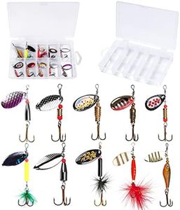 PLUSINNO Fishing Lures for Bass Spinner Lures with Portable Carry Bag,Bass Lures Trout Lures Hard Metal Spinner Baits?Kit (10pcs Spinner Set with Box)