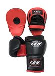 LEW Super combo Red/Black Focus Pad with Training gloves (Red/Black, 10 OZ Gloves with Focus Pad)