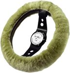 Andalus Brands Australian Sheepskin Steering Wheel Cover, Anti-Slip Universal 15 Inch Fuzzy Steering Wheel Cover Offers a Plush Velvet-Like Touch, Eco-Friendly Fluffy Steering Wheel Cover (Green)