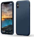 Flyzoo Liquid Silicone Case for iPhone X/XS (5.8''), [Scratch-Resistant, Anti-Fingerprint, Shockproof] Protective Slim Fit Phone Case, 4-Layer Cover with Microfiber Lining, Silky-Soft Touch, Dark Blue