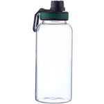 JIRLY Borosilicate Glass Water Bottle Wide Mouth Sports Sipper Lid with Carrying Loop 1000 ML