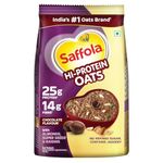 Saffola 25g High Protein Oats | 14g High Fibre | 1kg | Chocolate flavour | No Refined Sugar | With Almonds, Raisin, Pumpkin and Chia Seeds | Rolled Oats for Weight management & Muscle gain