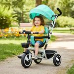 R for Rabbit Tiny Toes R40 Plus Tricycle for Kids with 360° Rotatable Seat, Parental Control Handle, Canopy, Rubber Wheels & Storage Basket | Baby Trike for 2 to 5 Years, Upto 25 Kgs (Lake Blue)