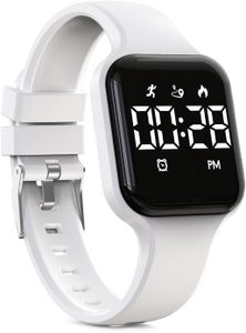 Focwony Kids Digital Watch – White, Waterproof, LED Display