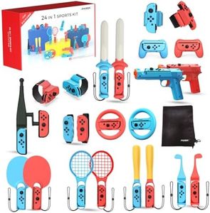 24-in-1 Sports Accessories Bundle Compatible with Nintendo Switch Sports Games, for Authentic Sports Experience, Family Gatherings, Social Icebreaker, with Storage Bag