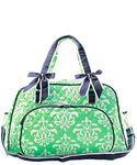 NGIL Quilted Weekender Duffel Tote Bag (Bloom Damask Mint Green)