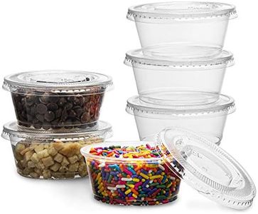 Plastimade Clear Disposable Plastic Portion Cups With Lids (200 Sets - 3.25 Oz) - Disposable Condiment Cups, Sauce/Dip/Dressing Cups, Souffle Cups & Jello Shot Cups With Lids | Grea