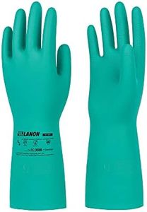 LANON 3 Pairs Nitrile Chemical Resistant Gloves, Reusable Heavy Duty Safety Work Gloves, Acid, Alkali & Oil Protection, Non-Slip, X Large