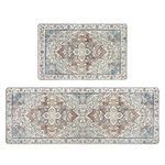 Homcomoda Boho Kitchen Rugs Sets 2 Piece Cushioned Anti Fatigue Kitchen Mats for Floor Non Slip Waterproof Comfort Mats for Kitchen Laundry Office