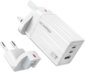 67/65W USB C Fast Travel Charger with UK/EU/US Plug, Type C 3Port GaN PD Charger, 65w Wall Adapter for i-Phone i-Pad Samsung Galaxy Pixel Macbook Pro Laptop Charger Replace for 45W/30W/25W/20W/15W
