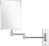 MIRRORVANA Frameless Wall Mount Mirror for Bathroom with 11" Extension Swivel, No Magnification, Rectangular 8.7" x 6.3" Surface, Chrome