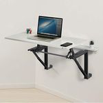 INVISIBLE BED Sit Stand Study & Work Table with Foldable and Liftable/Height Adjustable Table Top (90 cm x 60 cm, Engineered Wood, Glossy White)